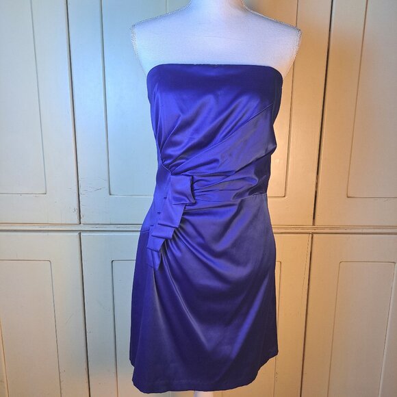 GUNNE SAX 2 by Jessica McClintock Blue Strapless Ruched Sheath Party Dress Sz 11 - Picture 1 of 15
